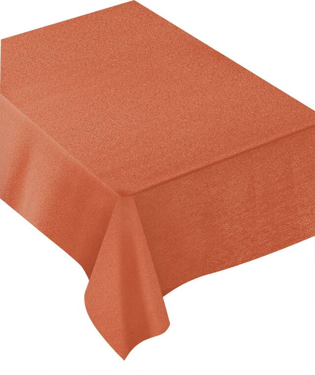 Metallic Copper Fabric Party Tablecloth Front_Angled_Right