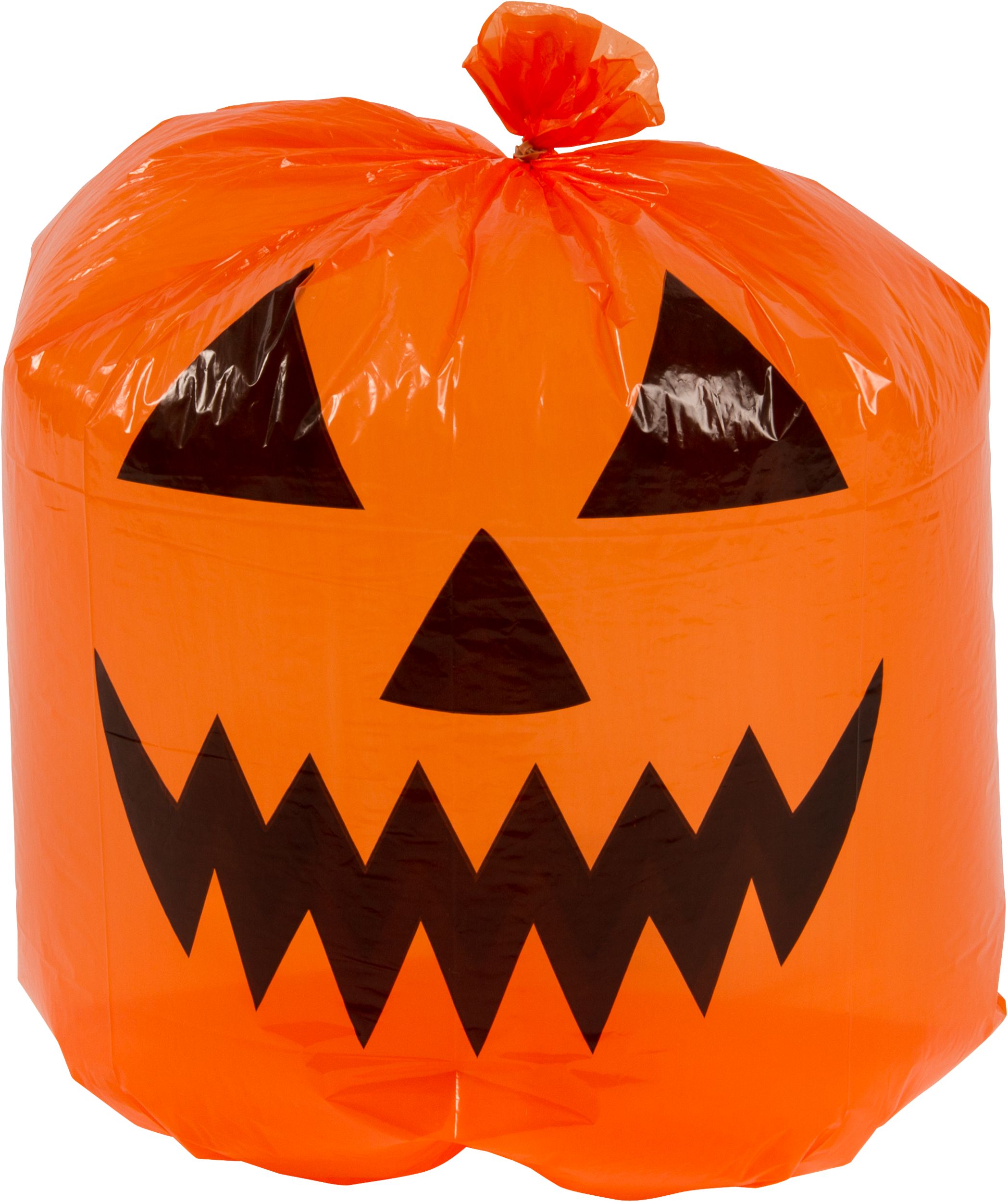 Jack-O'-Lantern Pumpkin Lawn Bags, Black/Orange, 48-in, 3-pk, Outdoor Decoration for Halloween Front_Flat