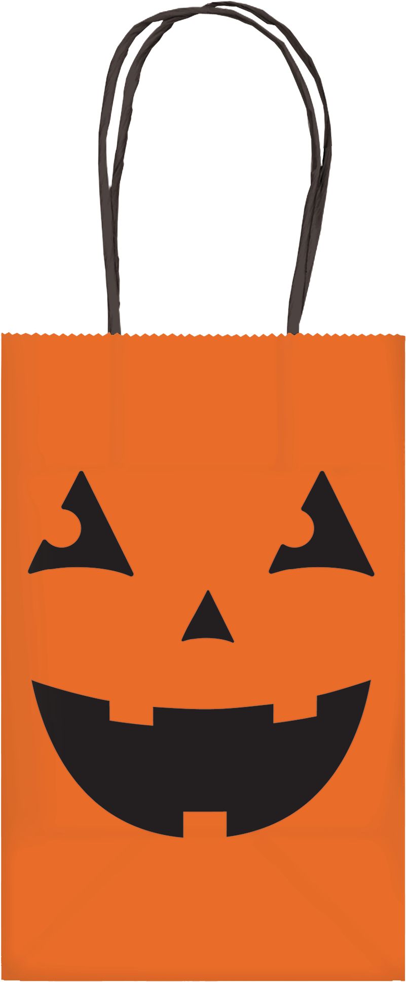 Jack-O'-Lantern Kraft Favour Bag, Orange/Black, 8-in, for Halloween Front_Flat