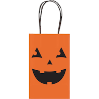 Sac à cadeaux-surprises en papier kraft citrouille lanterne, orange/noir, 8 po, pour l'Halloween Front_Flat