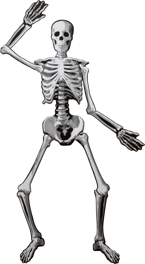 Skeleton Jointed Paper Cutout, White, 53in, Indoor Decoration for