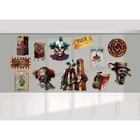 Creepy Carnival "Side Show" Clown Evil Cutout, Multi-Coloured, 7-in, 12-pk, Indoor Decoration for Halloween Front_Flat