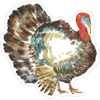 Découpe en carton de dinde, multicolore, 8 po, décoration intérieure pour l'Action de grâce Front_Flat