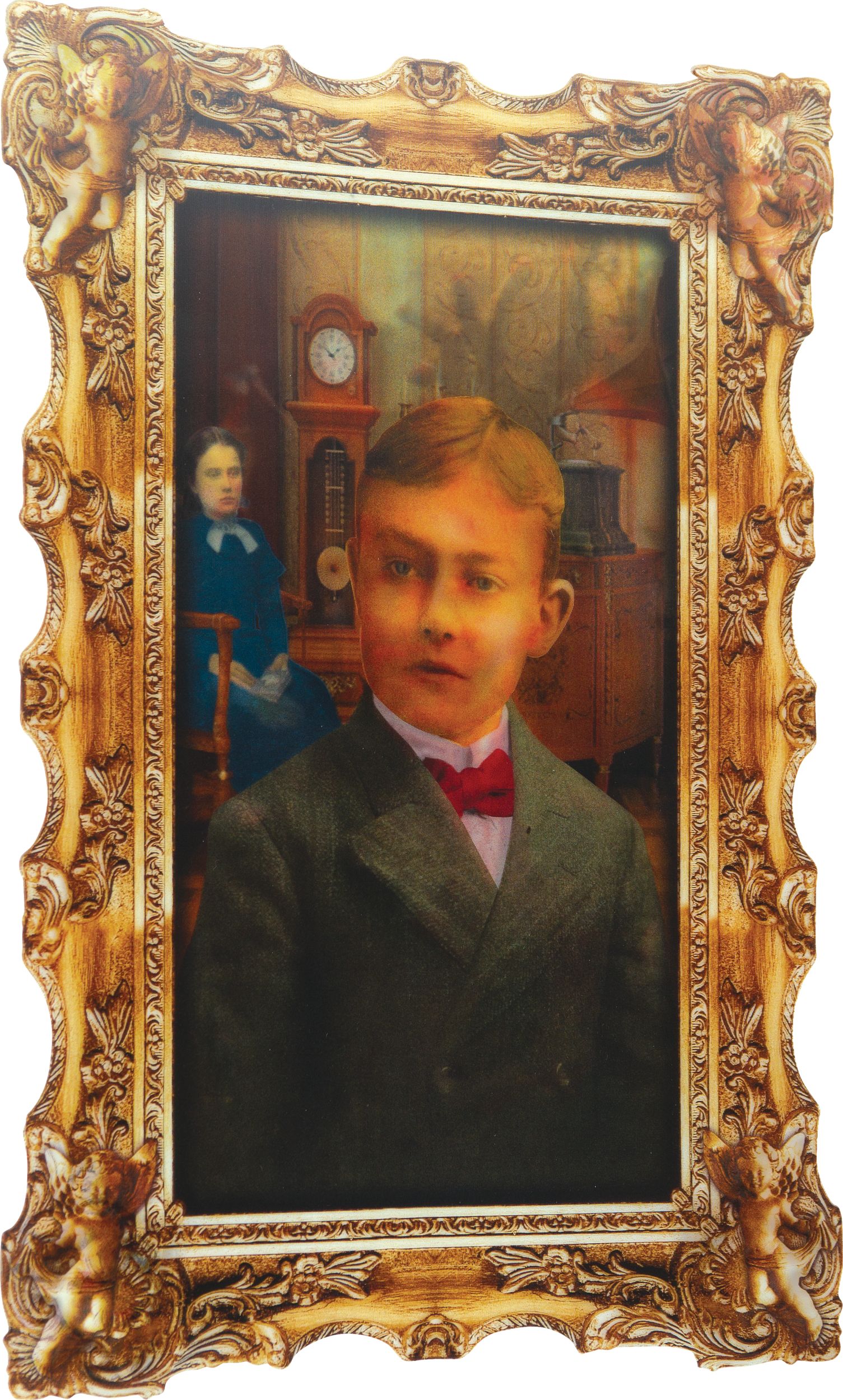 Zombie Boy  Lenticular Portrait Haunted House Wall Moving Illusion, Multi-Coloured, 16.5-in, Indoor/Outdoor Decoration for Halloween Front_Angled_Right