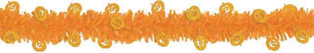 Jack-O'-Lantern Tinsel Garland, Orange, 20-ft, Indoor Decoration for Halloween CloseUp