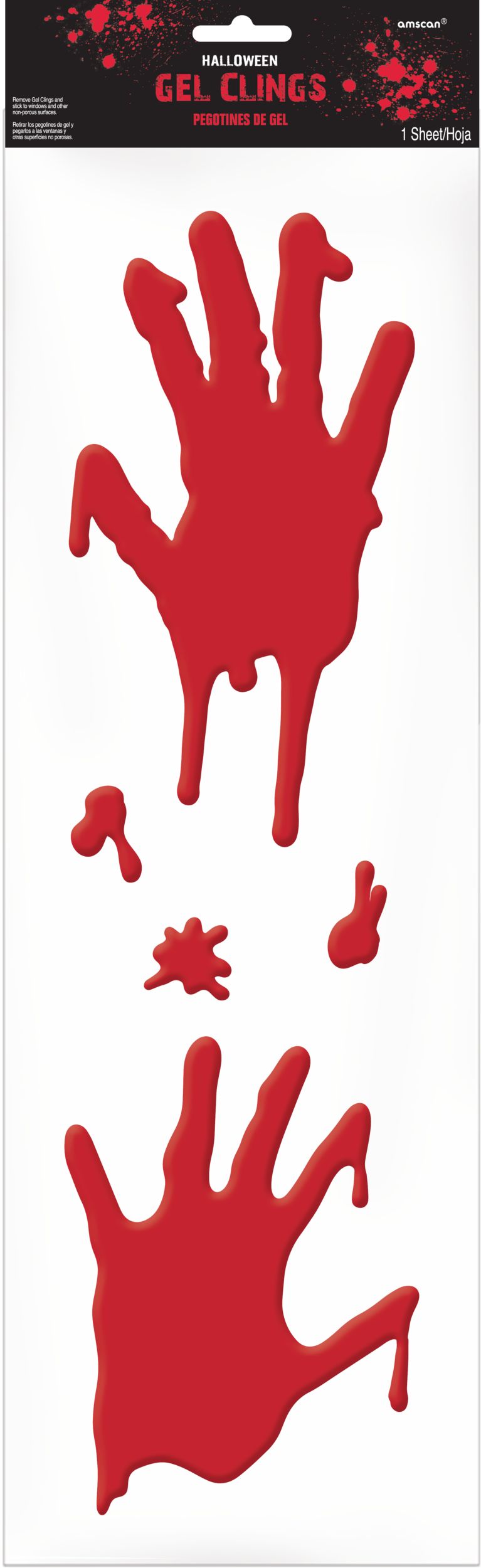 Asylum Bloody Hands Gel Cling Halloween Decoration Decals, 5-pc Front_Flat
