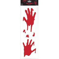 Asylum Bloody Hands Gel Cling Halloween Decoration Decals, 5-pc