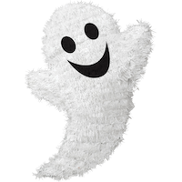 Ghost Smiling Tinsel Prop, White, 9.5-in, Indoor Decoration for Halloween Front_Flat