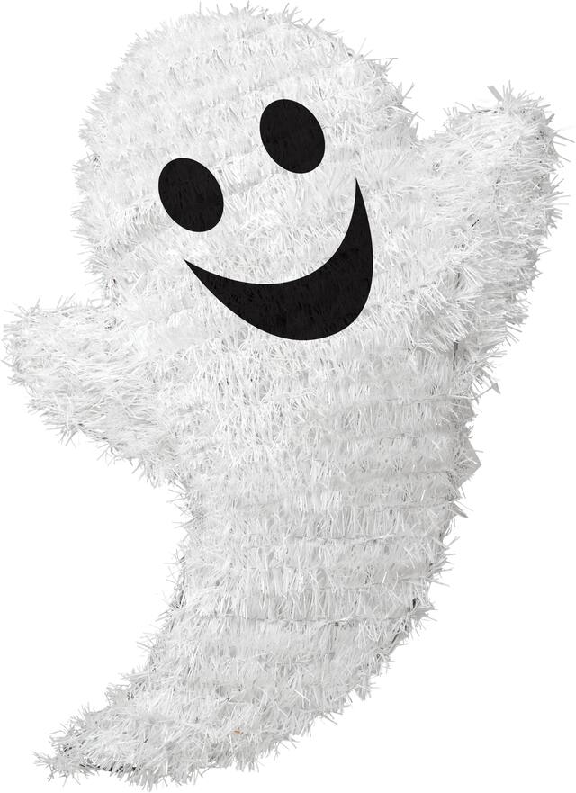 Ghost Smiling Tinsel Prop, White, 9.5-in, Indoor Decoration for Halloween Front_Flat
