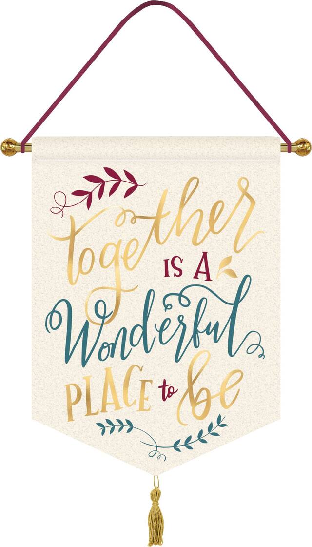 Affiche en tissu à suspendre Together is a Wonderful Place, multicolore, 11 po, décoration intérieure/extérieure pour l'Halloween Front_Flat