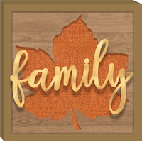 Affiche en bloc avec feuille Family, orange, 12 po, décoration intérieure/extérieure pour l'Action de grâce Front_Flat