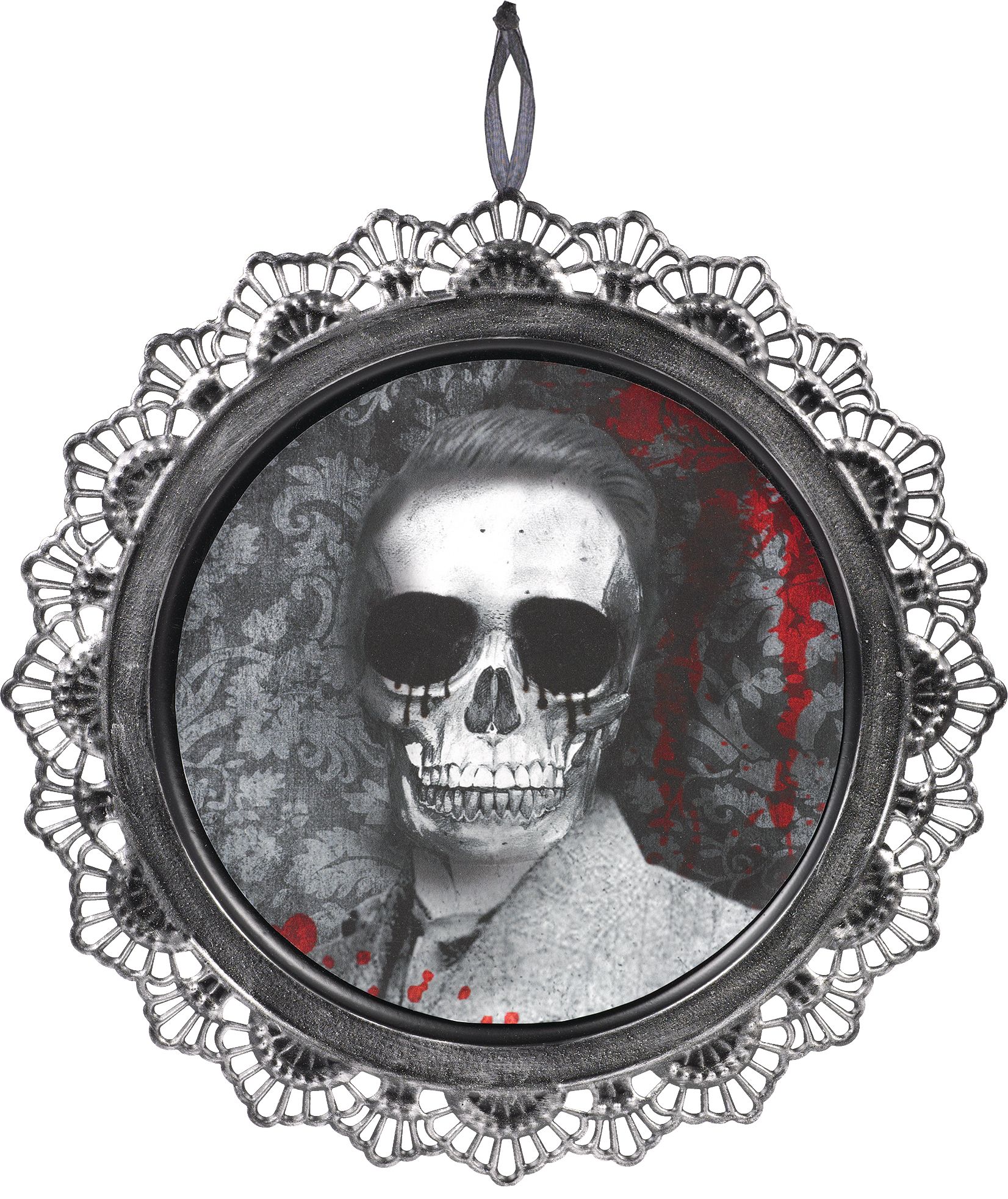 Affiche portrait de squelette de style victorien, noir/blanc, 12 po, décoration intérieure/extérieure pour l'Halloween Front_Flat