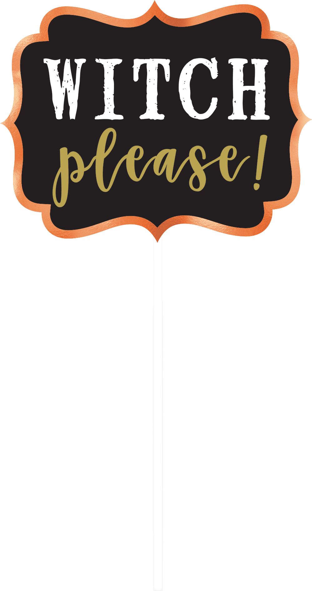 "Here for the Boo's" Wicked Photo Booth Props, Black/Orange, 5.5-in, 13-pk, for Halloween Front_Flat