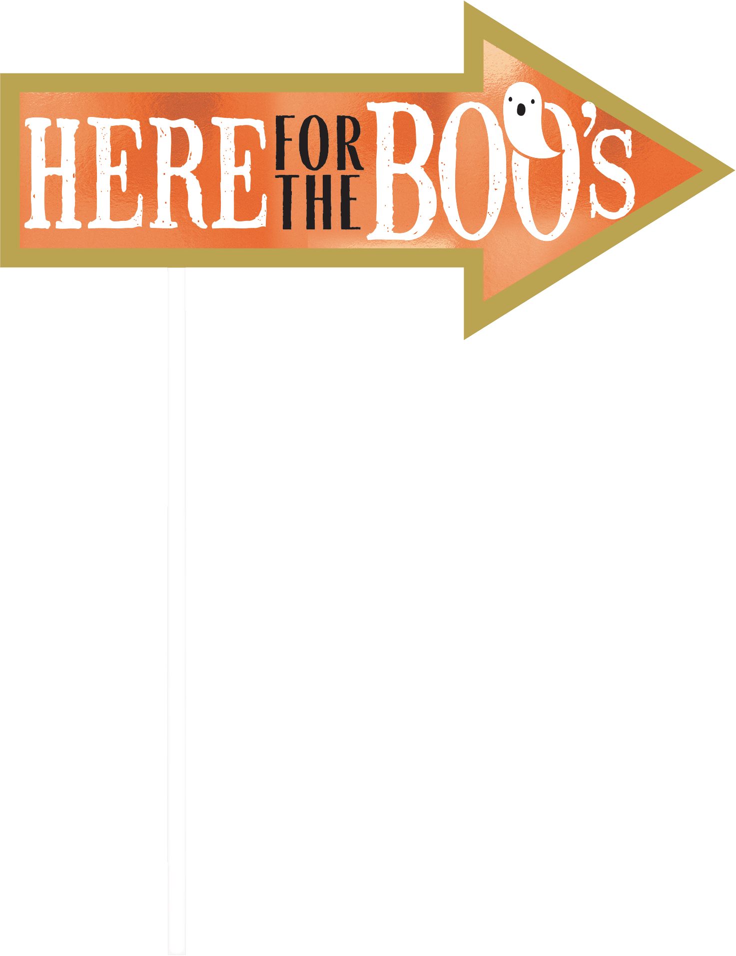 "Here for the Boo's" Wicked Photo Booth Props, Black/Orange, 5.5-in, 13-pk, for Halloween Front_Flat
