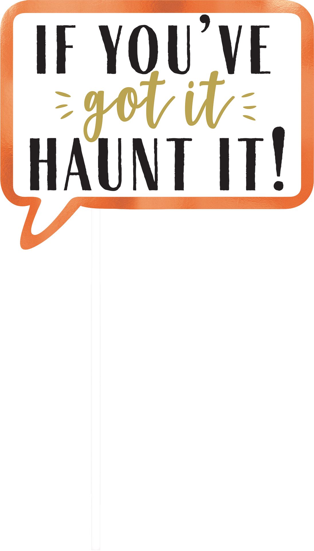 "Here for the Boo's" Wicked Photo Booth Props, Black/Orange, 5.5-in, 13-pk, for Halloween Front_Flat