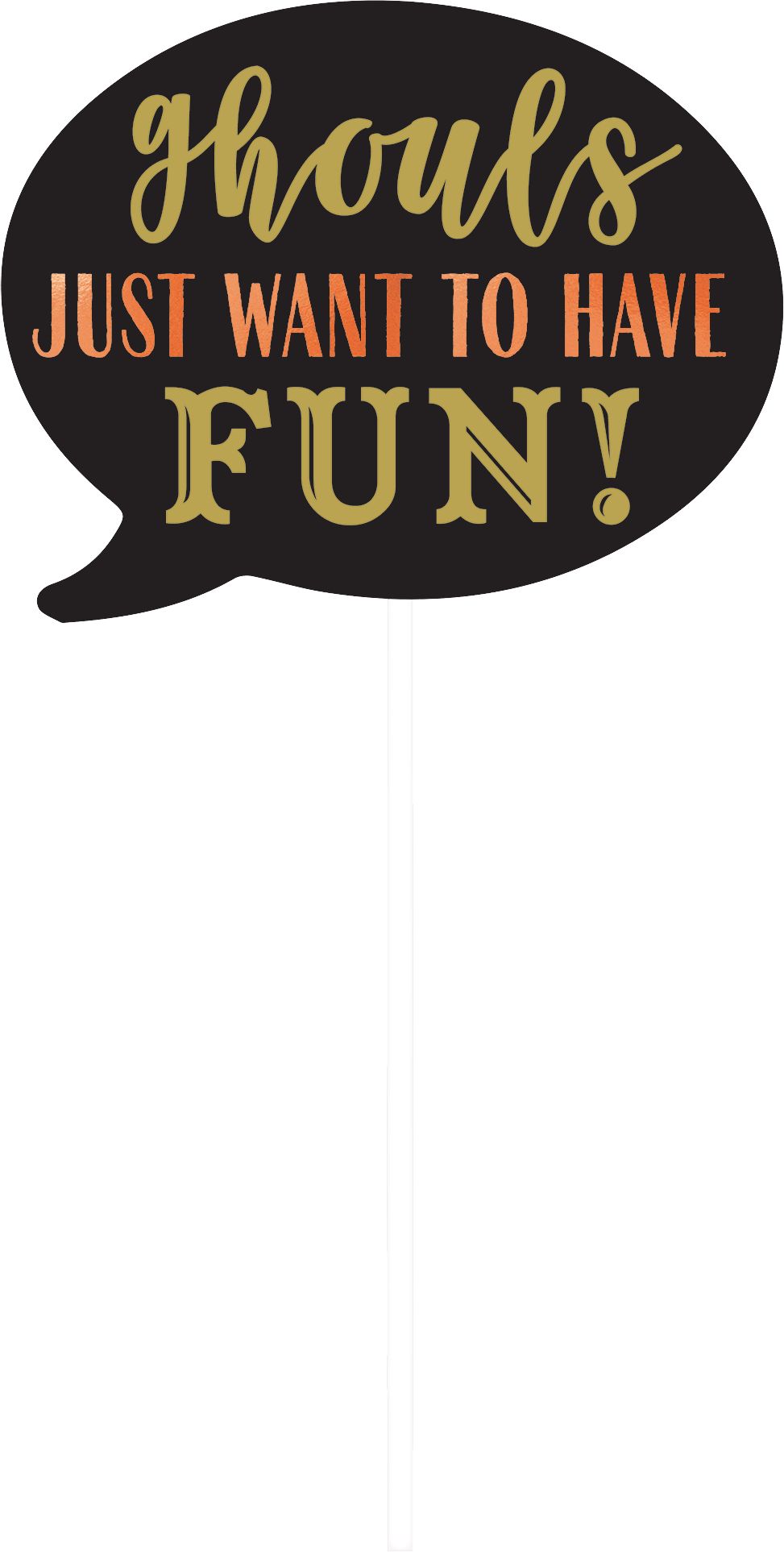 "Here for the Boo's" Wicked Photo Booth Props, Black/Orange, 5.5-in, 13-pk, for Halloween Front_Flat