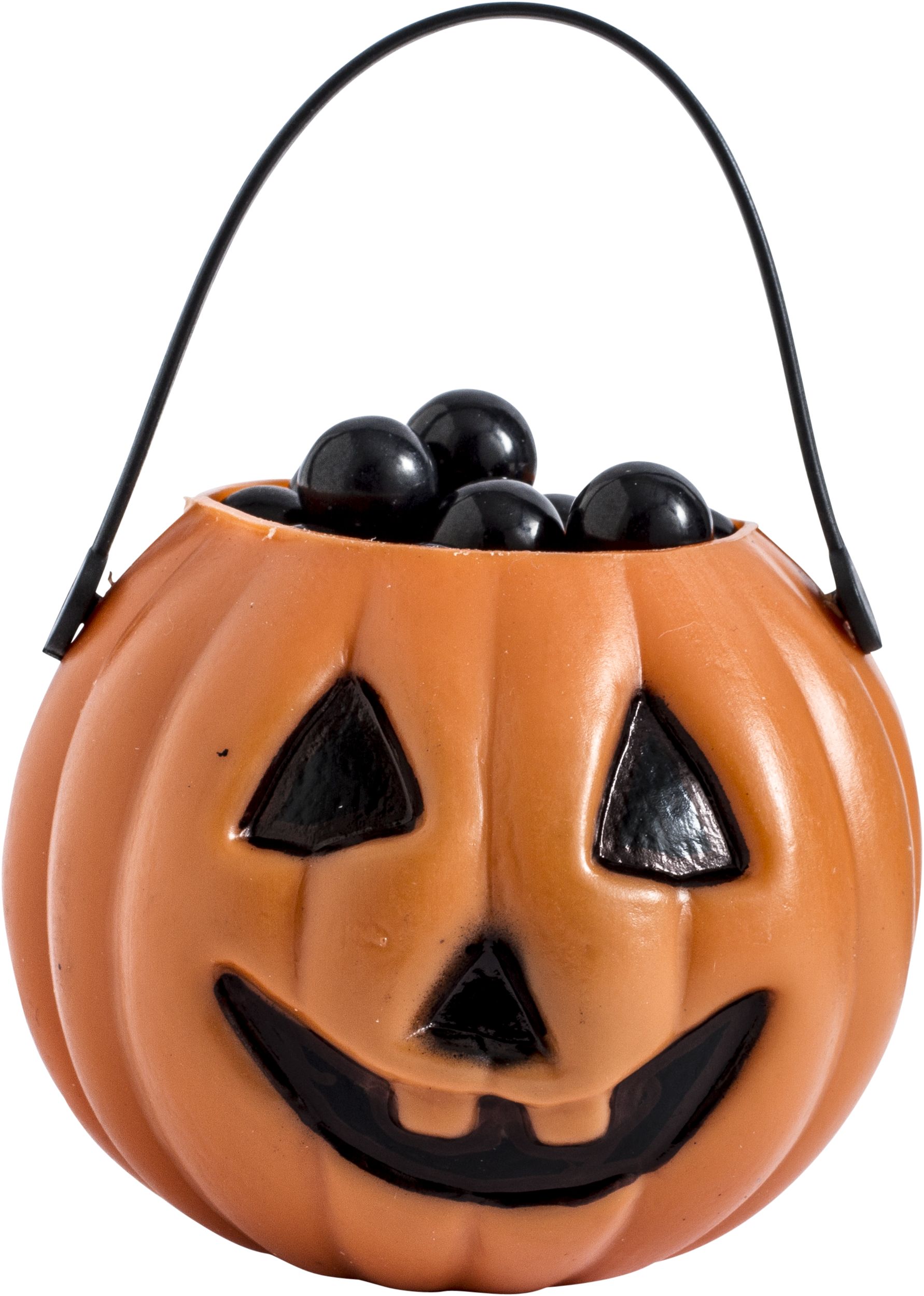 Jack-O'-Lantern Pumpkin Treat Pail Buckets, Black/Orange, 2.5-in, 12-pk, for Trick or Treating Front_Flat
