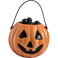 Jack-O'-Lantern Pumpkin Treat Pail Buckets, Black/Orange, 2.5-in, 12-pk, for Trick or Treating Front_Flat