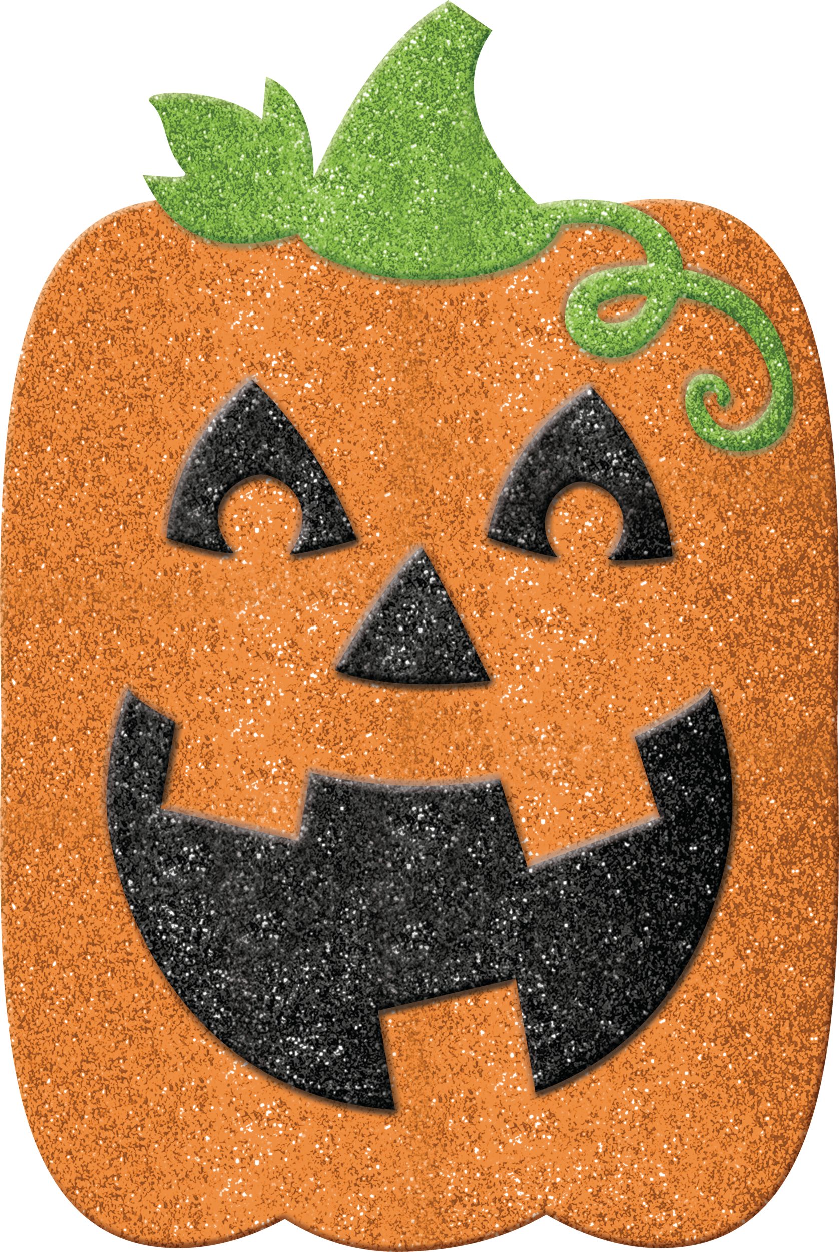 Jack-O'-Lantern Glitter Yard Stake, Black/Orange, 22-in, Outdoor Decoration for Halloween Front_Flat
