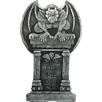 Pierre tombale de cimetière gargouille diable Let Me Out, gris, 18 po, décoration extérieure pour l'Halloween