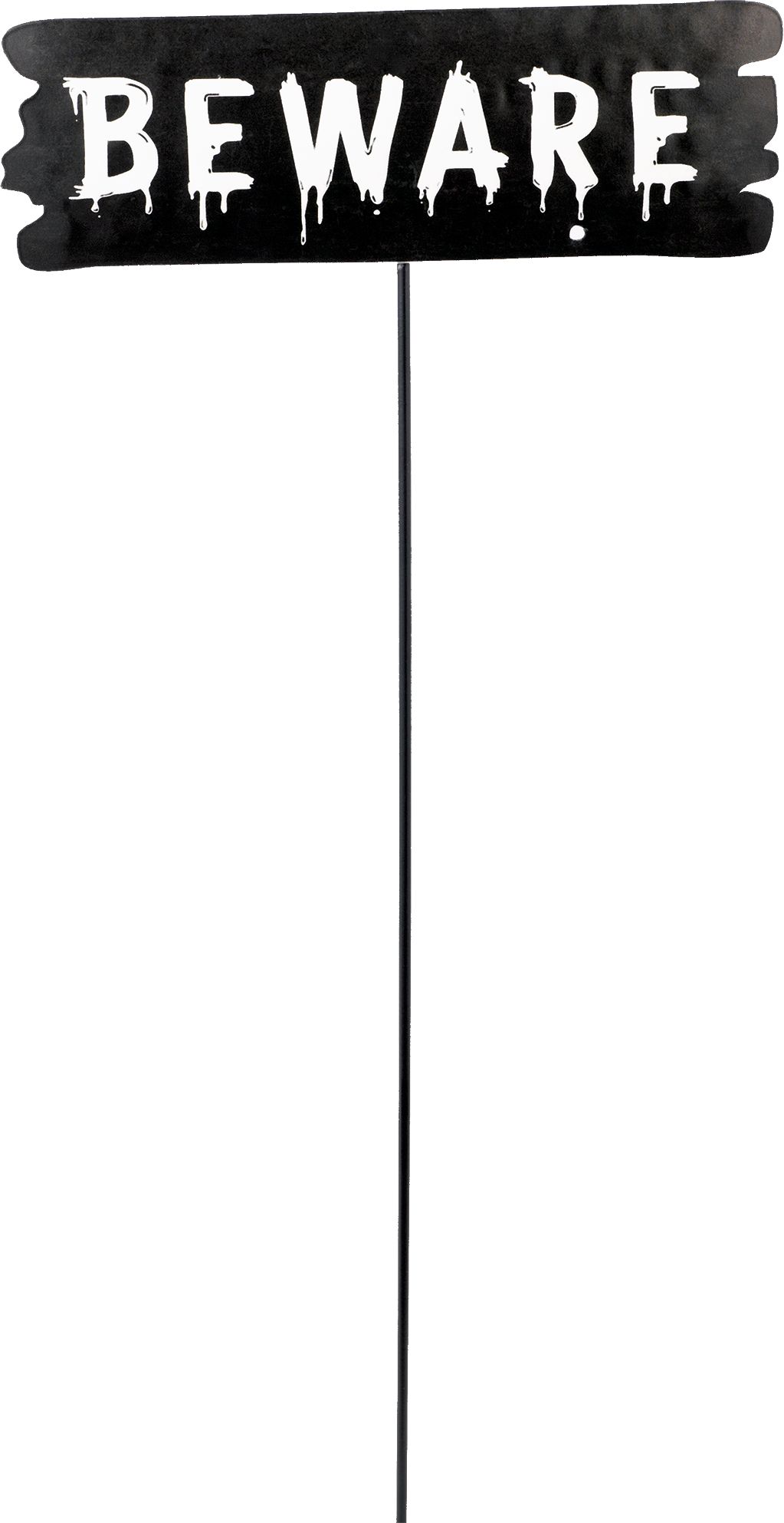Piquet de jardin Beware, noir, 20 po, décoration extérieure pour l'Halloween Front_Flat