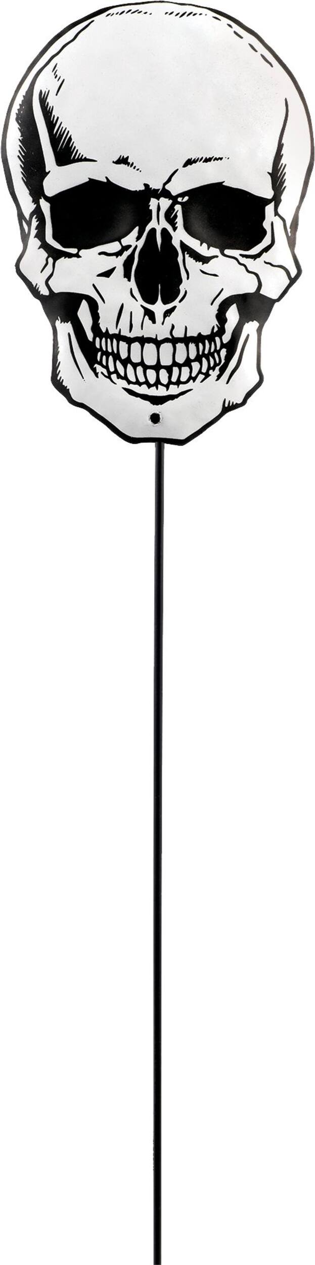 Skull Skull Yard Stake, White, 23-in, Outdoor Decoration for Halloween Front_Flat