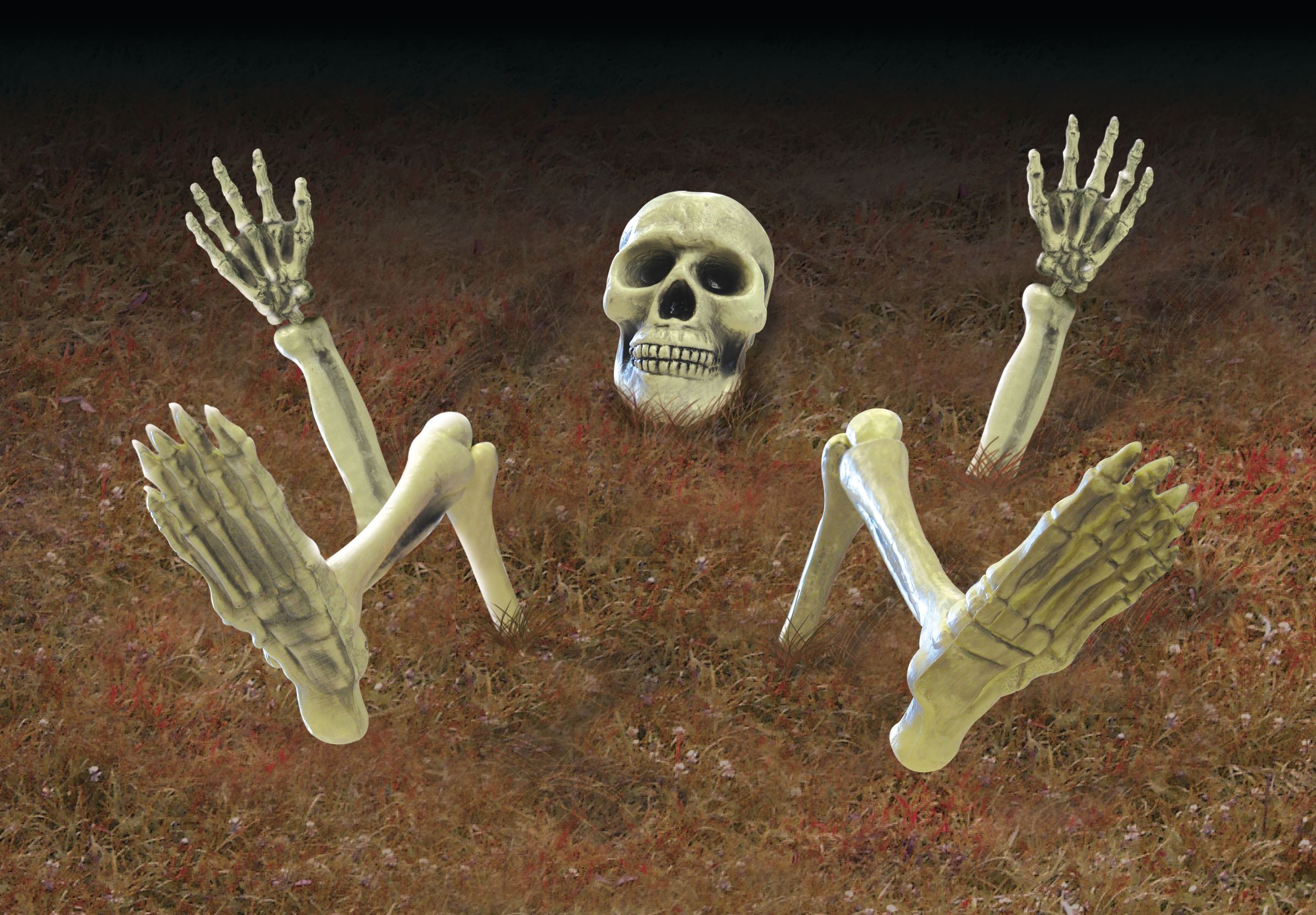 Squelette en plastique sur piquet, blanc, 16 po, paq. 12, décoration extérieure pour l'Halloween Composite_or_Mixed