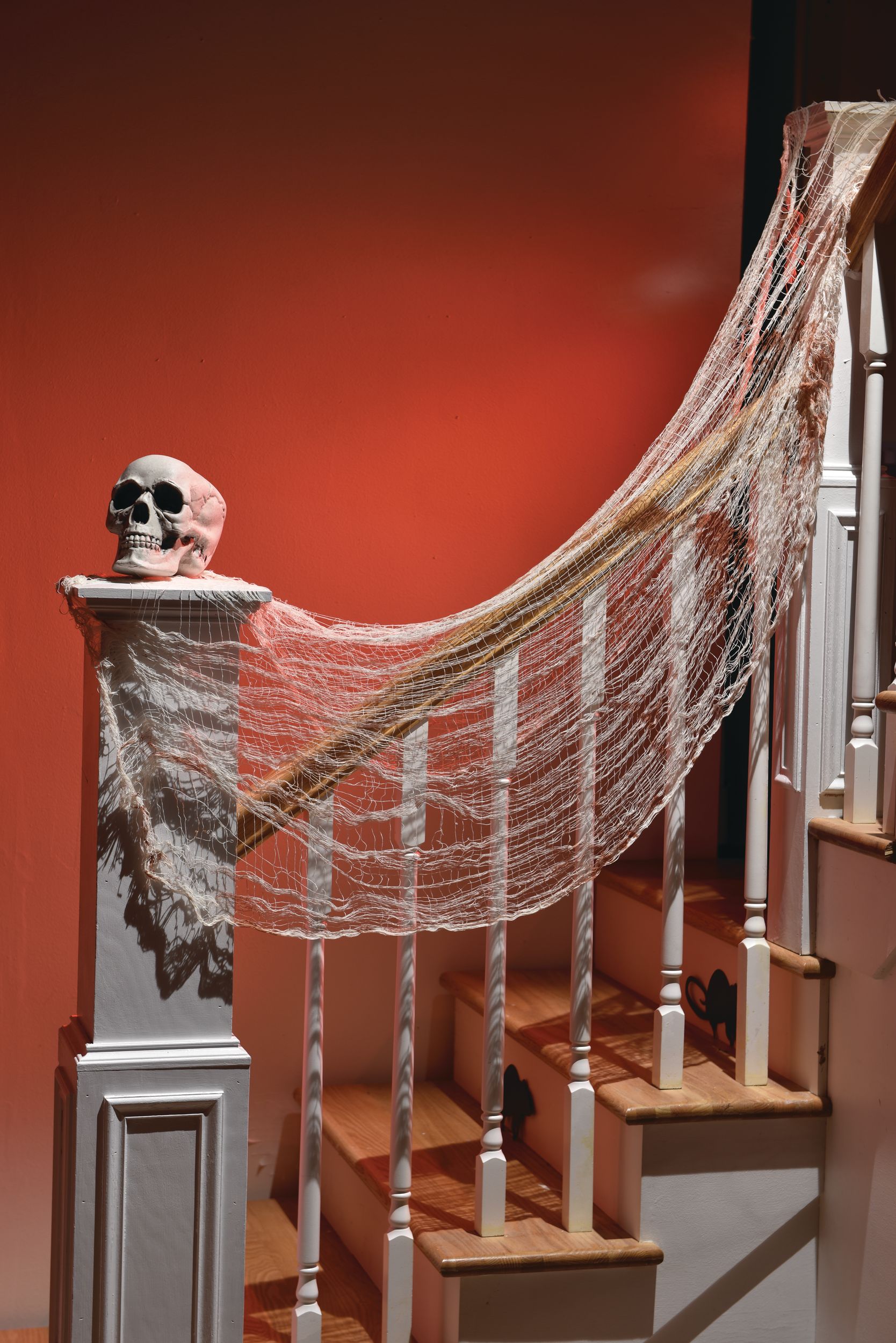 Bloody Tattered Gauze Cloth, Red/White, 60-in, Indoor/Outdoor Decoration for Halloween Front_Angled_Right