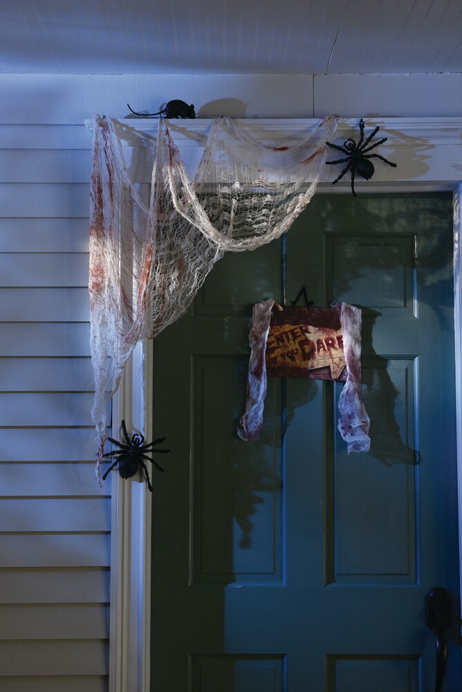Tissu Décoratif Halloween 200x500 Cm - Gaze Noire Effrayante Pour Maison Hantée | Décoration Porte, Mur, Jardin