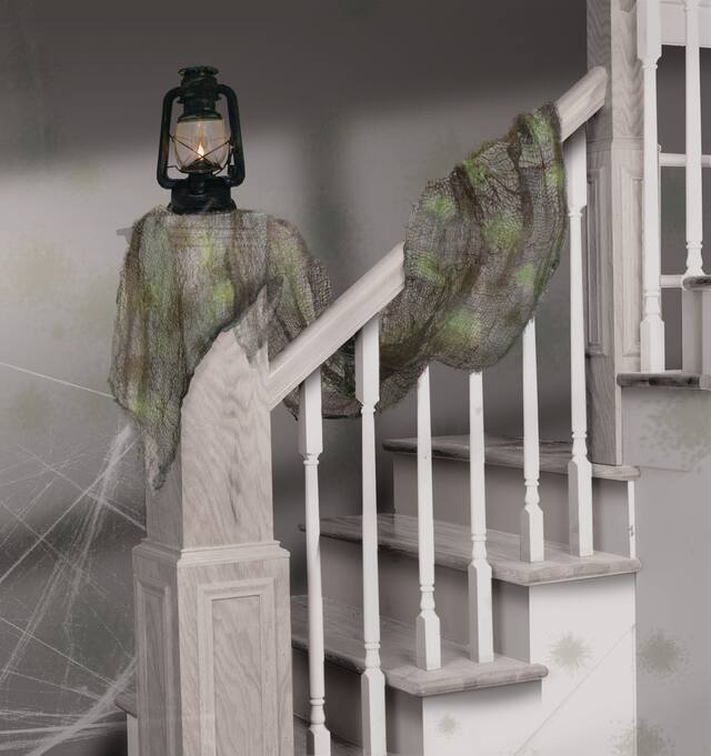 Chiffon de gaze en lambeaux, noir/vert, 15 pi, décoration intérieure/extérieure pour l'Halloween Composite_or_Mixed