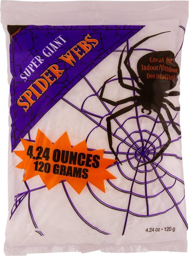 Super Giant Stretchy Spider Web Prop, White, 4.24-oz, Indoor/Outdoor Decoration for Halloween Front_Flat