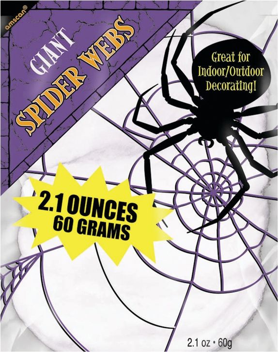Giant Stretchy Spider Web Prop, White, 2.1-oz, Indoor/Outdoor Decoration for Halloween Front_Flat