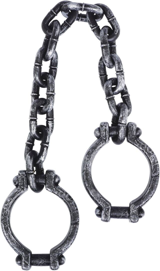 Shackles on Chain, Grey, 34-in, Indoor/Outdoor Decoration for Halloween Overhead_Flat