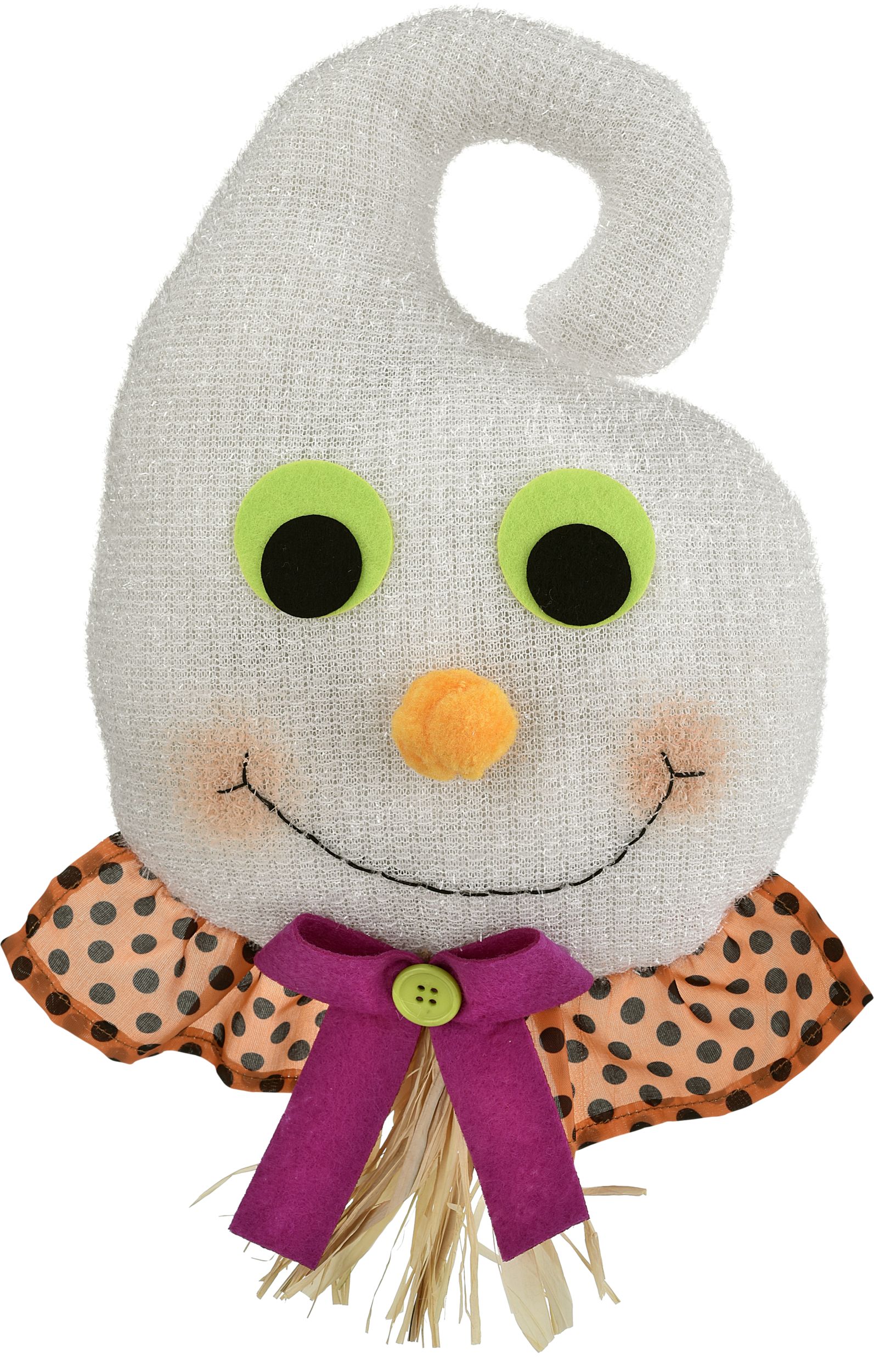 Ghost Plush Door Hanger, Multi-Coloured, 13-in, Indoor/Outdoor Decoration for Halloween Front_Flat