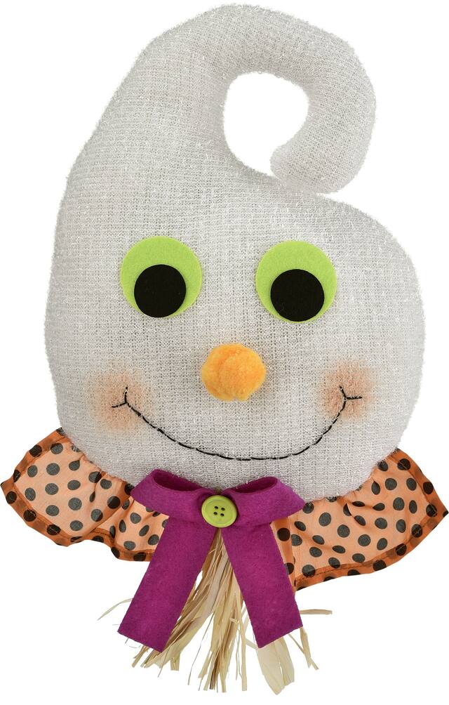 Ghost Plush Door Hanger, Multi-Coloured, 13-in, Indoor/Outdoor Decoration for Halloween Front_Flat