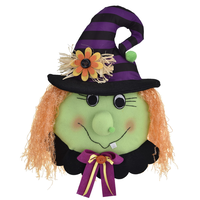 Witch Plush Door Hanger, Green/Purple, 13-in, Indoor/Outdoor Decoration for Halloween Front_Flat