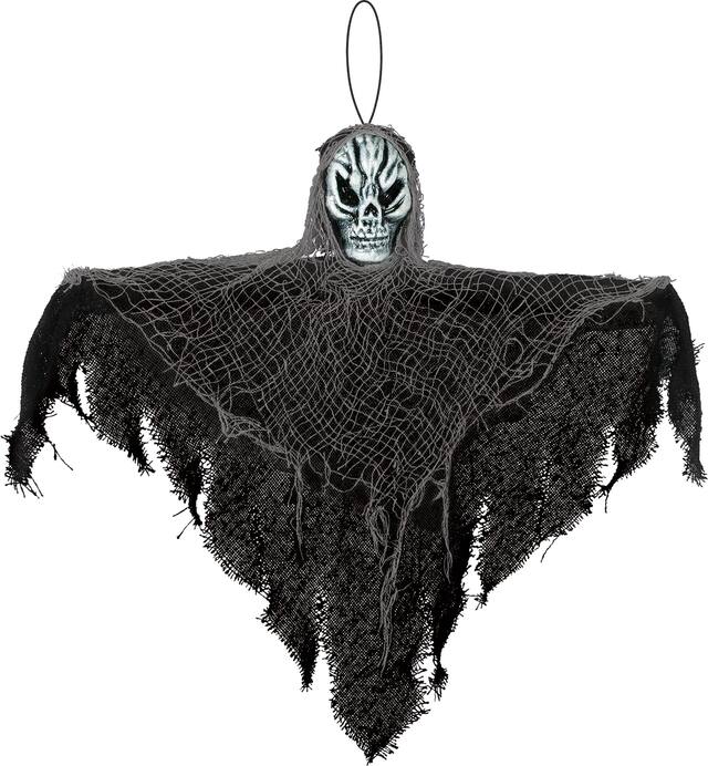 Skeleton Grim Reaper Hanging Prop, Black, 13-in, Indoor/Outdoor Decoration for Halloween Front_Flat