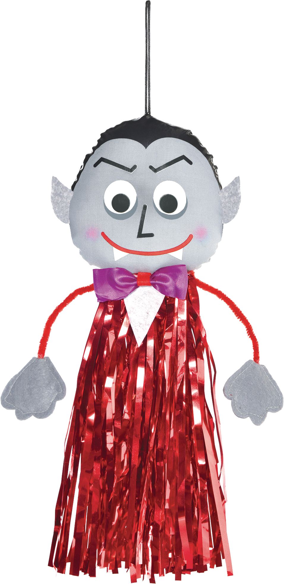 Dracula Plush Fringe Hanging Prop, Red/Grey, 16-in, Indoor/Outdoor Decoration for Halloween Front_Flat