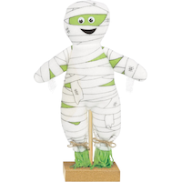 Mummy Mini Standing Prop, White/Green, 11-in, Indoor/Outdoor Decoration for Halloween Front_Flat