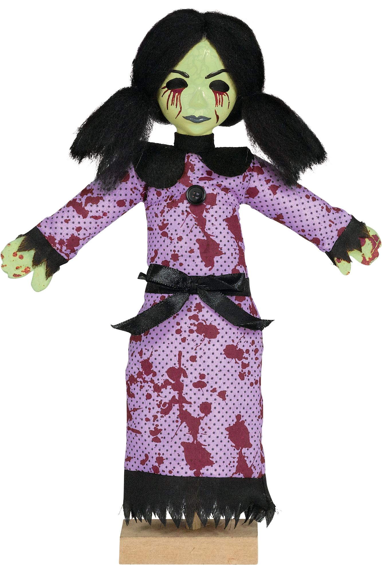 Mini accessoire diabolique, fille possédée debout, vert/violet, 11,7 po, décoration intérieure/extérieure pour l'Halloween Front_Flat