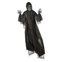 Grim Reaper Light-Up Hanging Character Prop, Black, 12-ft, Indoor/Outdoor Decoration for Halloween Front_Flat