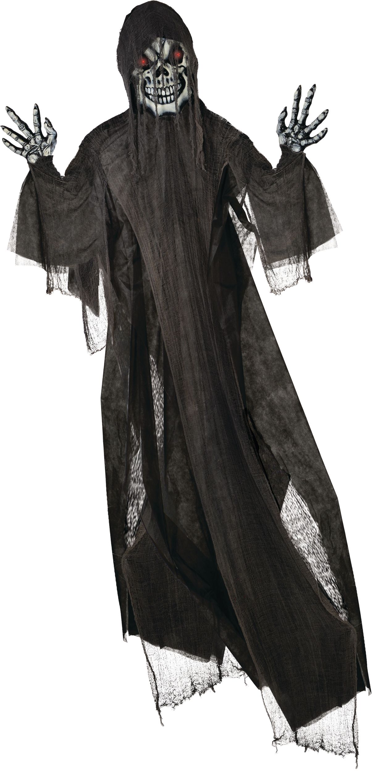 Grim Reaper Light-Up Hanging Character Prop, Black, 12-ft, Indoor/Outdoor Decoration for Halloween Front_Flat