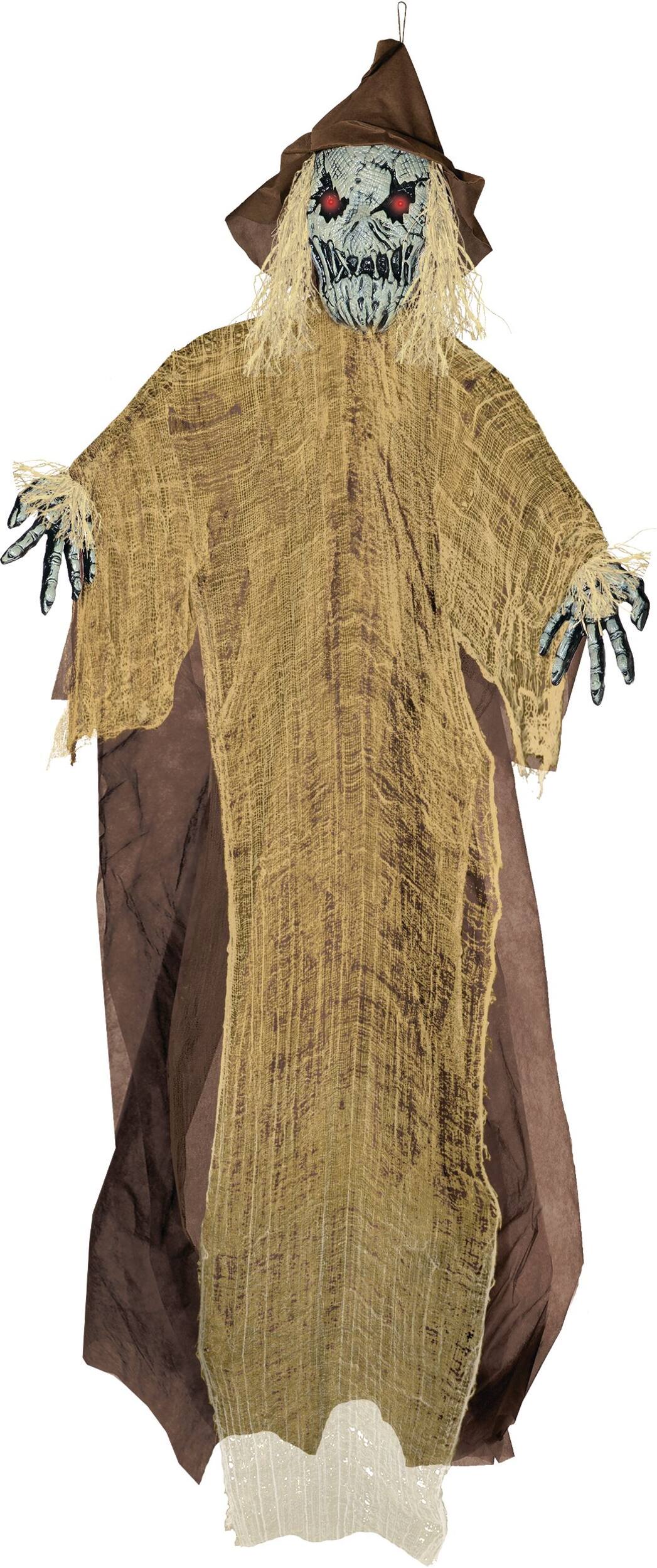 Scarecrow Giant Light-Up Hanging Prop, Brown, 12-ft, Indoor/Outdoor Decoration for Halloween Front_Flat