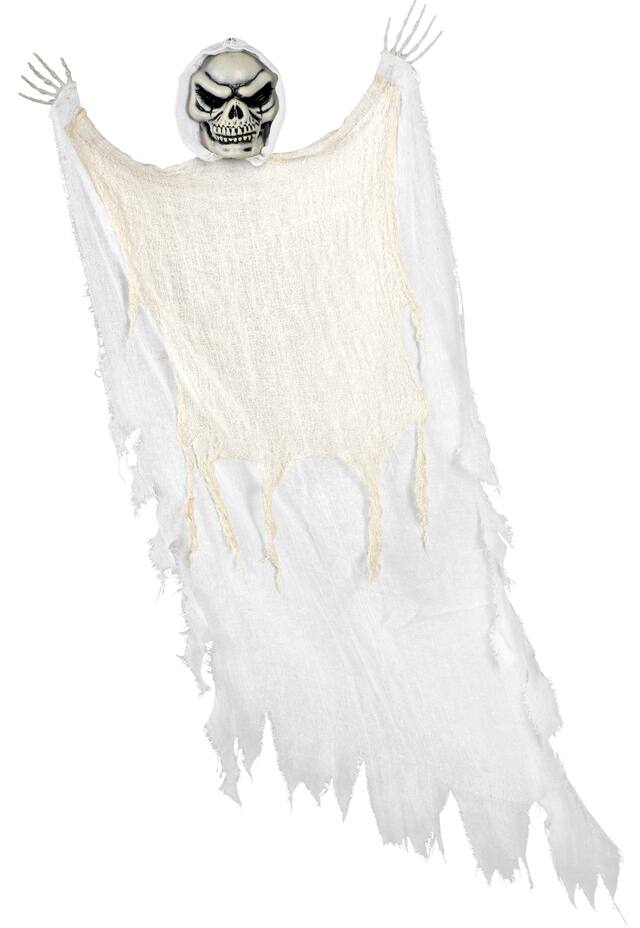 Grim Reaper Hanging Prop, White, 4-ft, Indoor/Outdoor Decoration Indoor/Outdoor Decoration for Halloween Front_Angled_Right