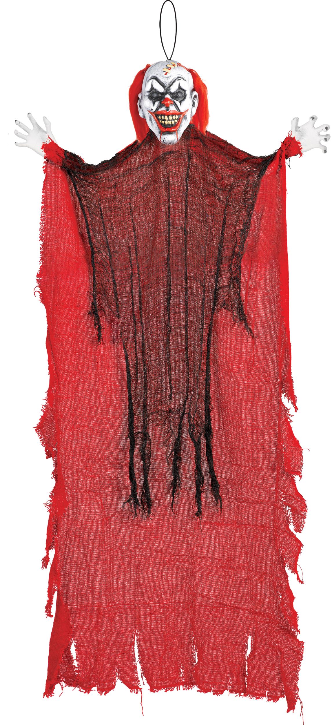 Clown Hanging Evil Prop, Red, 4-ft, Indoor/Outdoor Decoration for Halloween Front_Flat