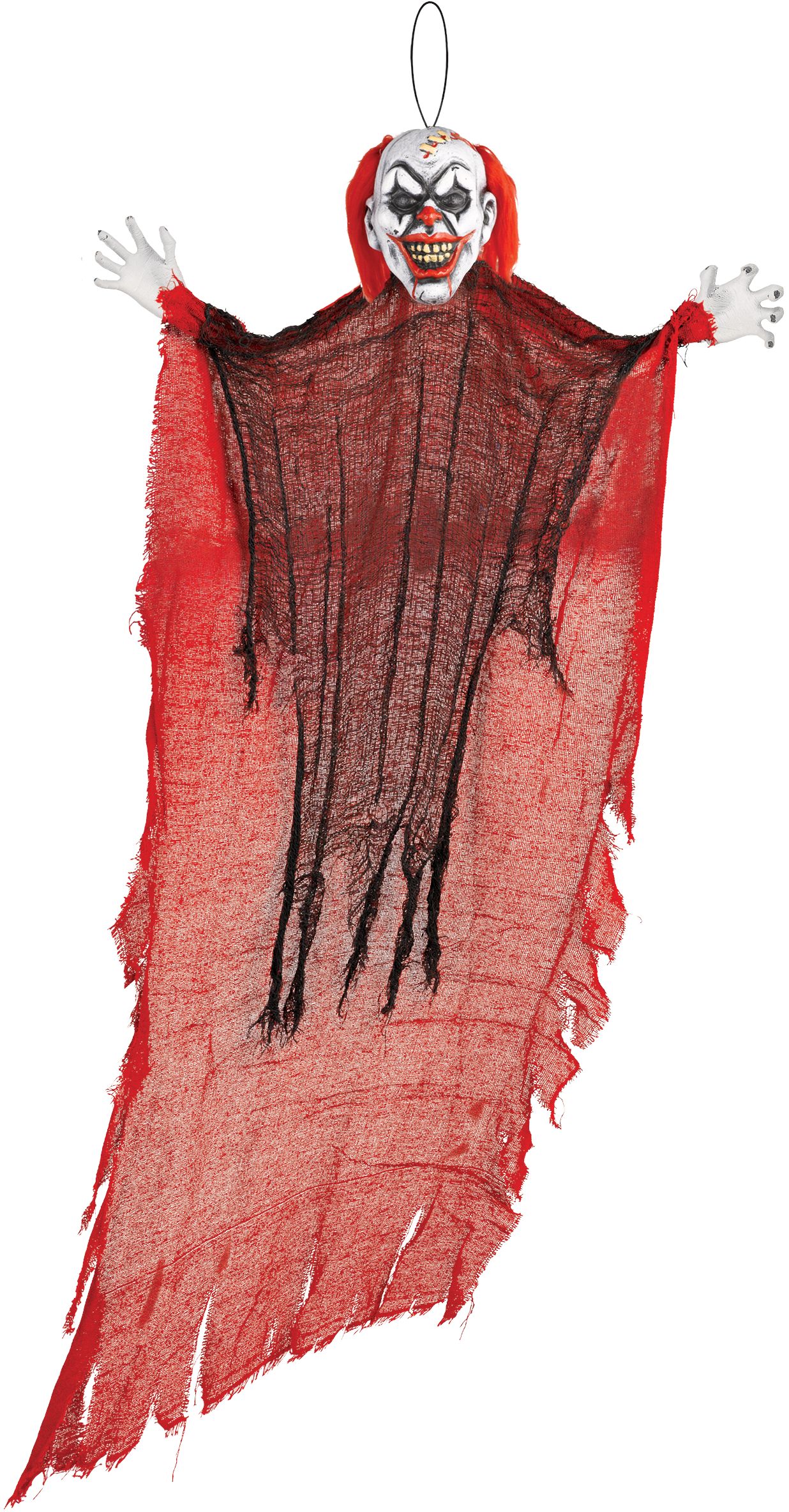Clown Hanging Evil Prop, Red, 4-ft, Indoor/Outdoor Decoration for Halloween Front_Flat