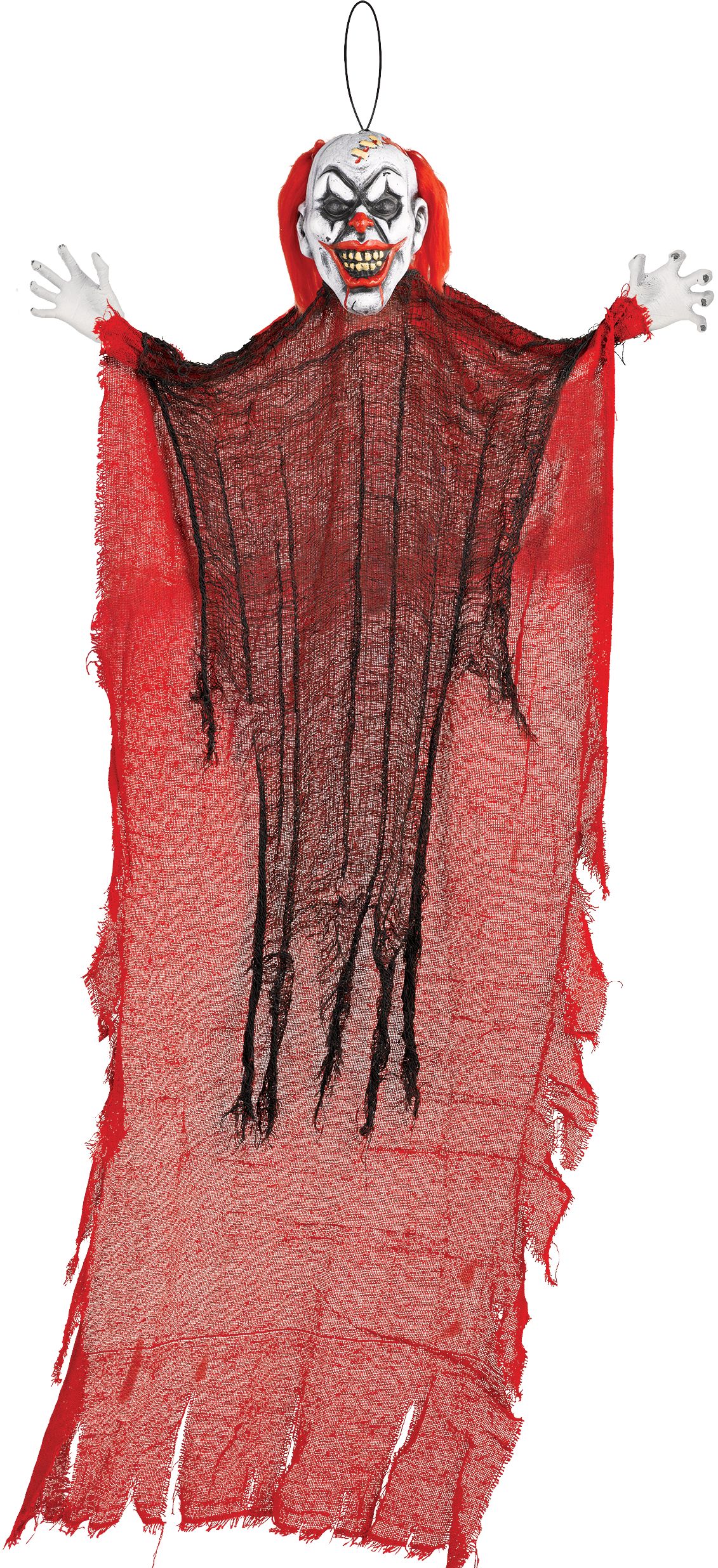 Clown Hanging Evil Prop, Red, 4-ft, Indoor/Outdoor Decoration for Halloween Front_Flat