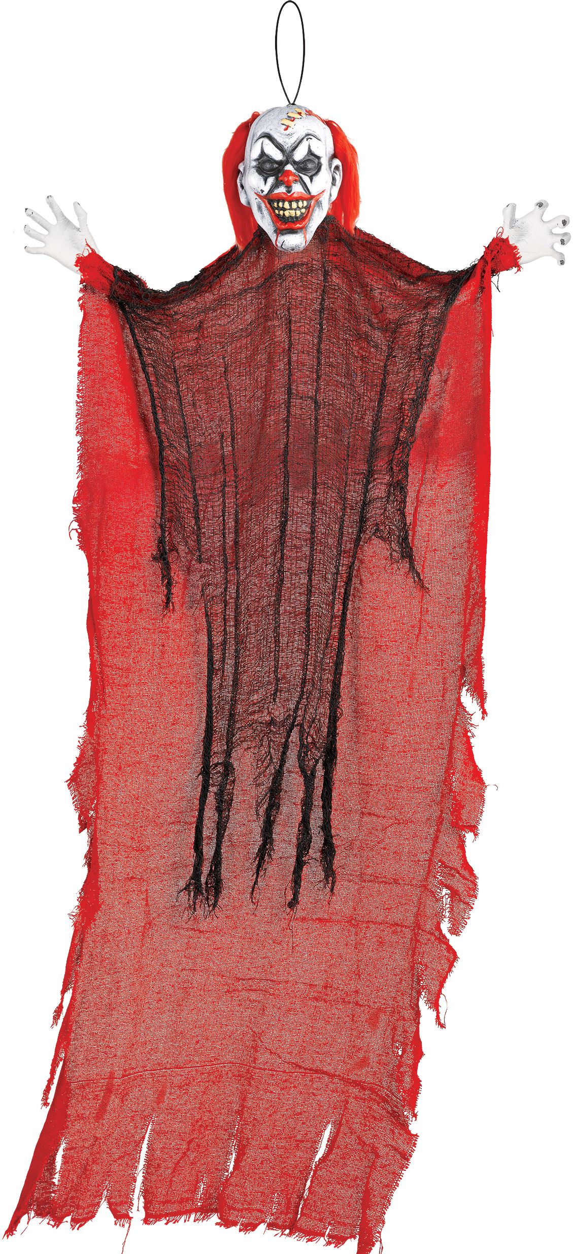 Clown Hanging Evil Prop, Red, 4-ft, Indoor/Outdoor Decoration for Halloween Front_Flat
