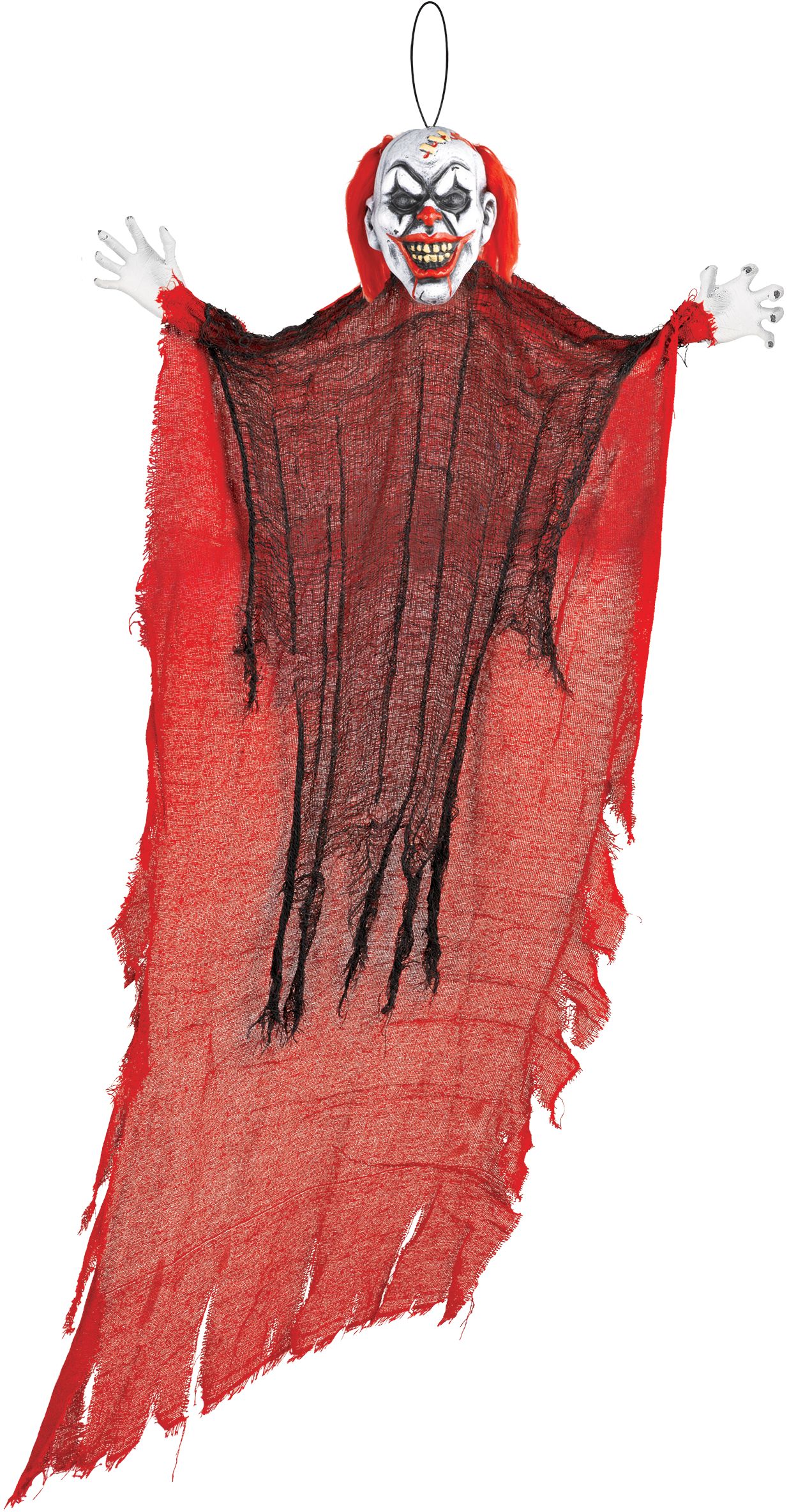 Clown Hanging Evil Prop, Red, 4-ft, Indoor/Outdoor Decoration for Halloween Front_Flat