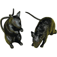 Rat Rubber Prop, Black, 3 1/4-in, Indoor/Outdoor Decoration for Halloween Composite_or_Mixed